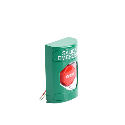 Botón de Salida de Emergencia , Texto en Español,  Acción Mantenida, Girar para Restablecer, LED de iluminación