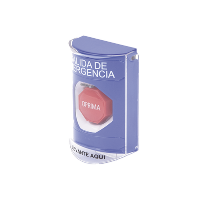 Botón de Salida de Emergencia, Texto en Español, Tapa Protectora de Policarbonato Súper Resistente, Restablecimiento con Llave