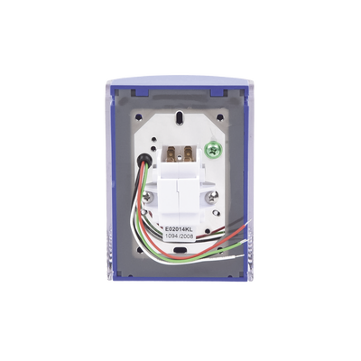 Botón de Salida de Emergencia, Texto en Español, Tapa Protectora de Policarbonato Súper Resistente, Restablecimiento con Llave