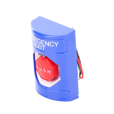 Botón De Salida De Emergencia Con Bocina De Advertencia Integrada, Interior/Exterior, Texto En Ingles, Tapa Protectora De Policarbonato Súper Resistente, Neumático