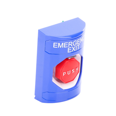 Botón De Salida De Emergencia Con Bocina De Advertencia Integrada, Interior/Exterior, Texto En Ingles, Tapa Protectora De Policarbonato Súper Resistente, Neumático