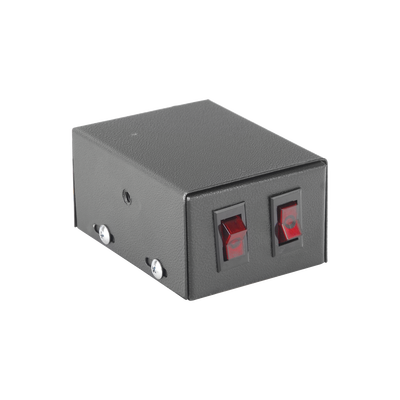 Gabinete metálico con 2 interruptores iluminados para barra de luces
