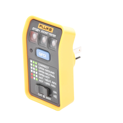 Probador de Tomacorriente Eléctrico Estándar o GFCI con Señal Acústica, Con LEDs de Alto Brillo y Gráfico Incluido Para Verificar Rápida y Fácilmente el Cableado