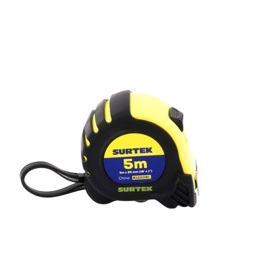 Flexometro anti impacto de 5 metros, cinta ancha con boton de freno.