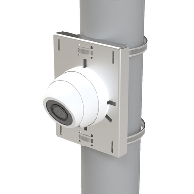 Montaje universal galvanizado para instalación de cámaras en poste 2" a 5" color gris galvanizado