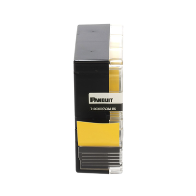 Casete de Etiquetas de Vinilo de Cinta Continua, Color Negro Sobre Amarillo, Uso Interior/Exterior, 24 mm (1 in) de Ancho x 7 m (23 ft) de Largo
