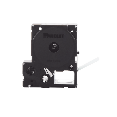 Casete de Etiquetas de Vinilo de Cinta Continua, Color Negro Sobre Blanco, Uso Interior/Exterior, 36 mm (1.5 in) de Ancho x 7.6 Metros de Largo