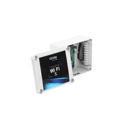 Modulo WIFI LITE con gabinete para uso en Energizadores YONUSA / Aplicación sin costo / Botón de Pánico/ 1 Salida Propósito General