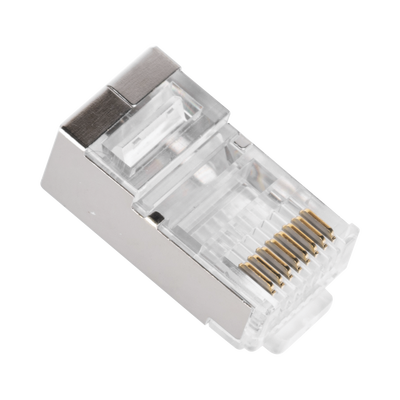 Bote con 100 Piezas de Plug Modular RJ45 Cat6A chapado de oro a 30 micras para durabilidad extrema