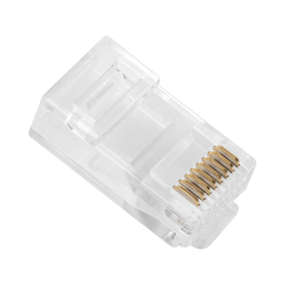 Bote con 100 Plugs Pass through RJ45 Cat6 sin blindaje, chapado de oro a 30 micras para durabilidad extrema