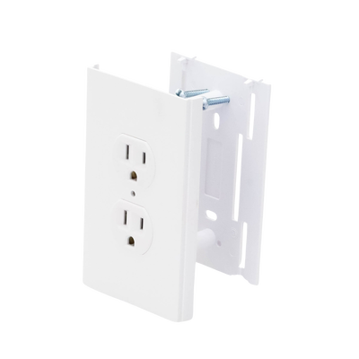 Contacto eléctrico doble, soporte y tapa color blanco de PVC auto extinguible,  para canaleta TEK100 (5591-10200)