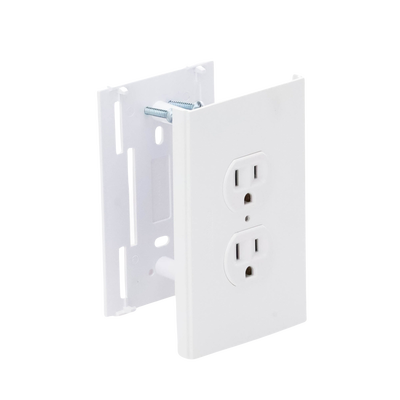 Contacto eléctrico doble, soporte y tapa color blanco de PVC auto extinguible,  para canaleta TEK100 (5591-10200)