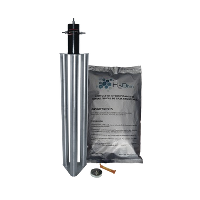 Kit Antivandálico de Puesta a Tierra de 100 Amperes con Eléctrodo, Filtro y Compuesto H2Ohm.