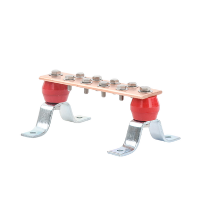 Barra para Unión de Cobre con Capacidad de 1000A, medidas  7-7/8 x 2 x 1/4 in., con Aisladores (Sin Gabinete)