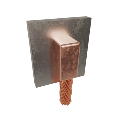 Molde para Soldadura Exotérmica para Cable 4/0 AWG a Superficie de Acero en Vertical a 90°.