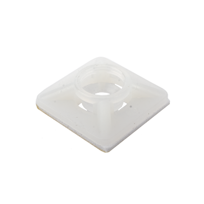 Base Autoadherible para Cinchos Práctica y Eficiente para la Organización y Fijación de Cables, Fabricada en Nylon Resistente y de Color Natural con una Medida de 19x19 mm, Paquete con 100 Piezas (4210-00001)