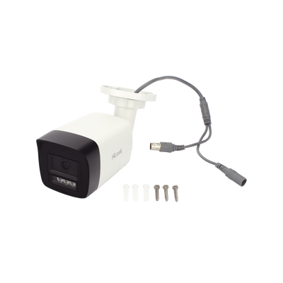 [Audio Bidireccional + Dual Light + ColorVu] Bala TURBOHD 2 Megapixel (1080p) / Lente 2.8 mm / 30 mts IR EXIR + 20 mts Luz Blanca / Micrófono y Bocina Integrado / Exterior IP67 / Metal / dWDR