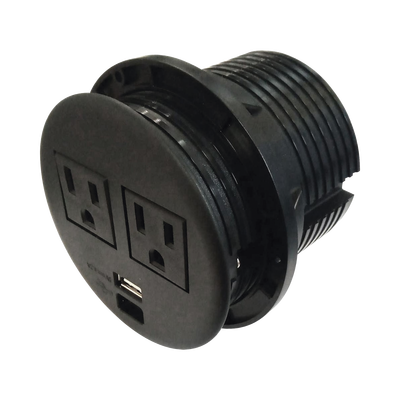 Multicontactos empotrable Doble/ USB "A & C", Color Negro, no incluye cable de poder (11000-83604)