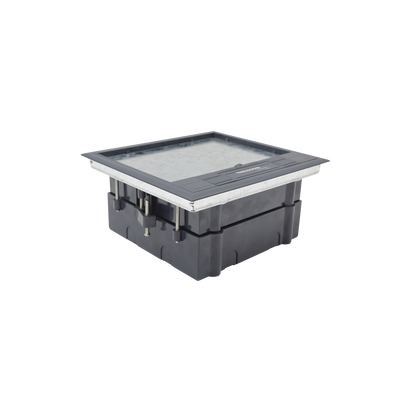 Caja de piso para cuatro módulos universales (Socket M4), para alimentación eléctrica y redes de datos (11000-43401) No incluye faceplates