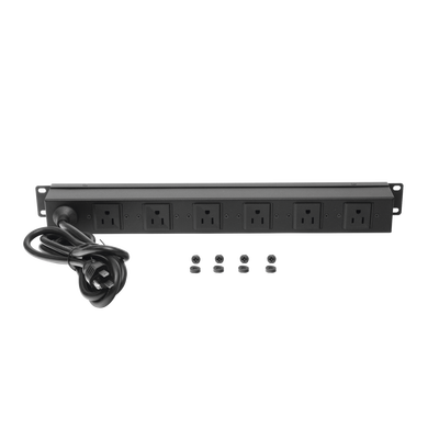 Tomacorriente multiple horizontal para rack de 19in, 6 contactos (THE0040092001001)