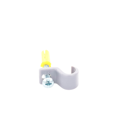 Kit de 12 grapas, 12 taquetes y 12 tornillos para sujetar conductores redondos o tubo en muro (2103-07240)