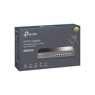 Switch Gigabit PoE+ no administrable de 8 puertos 10/100/1000 Mbps, para escritorio
