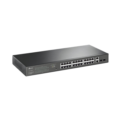 Switch PoE Administrable 24 puertos 10/100/1000 Mbps / 2 puertos SFP / 24 puertos PoE af/at / Presupuesto PoE 250W /