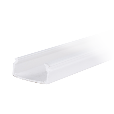 Canaleta blanca con tapa transparente de PVC auto extinguible, ideal para colocar iluminación tipo Led, sin división, 20 x 10 mm, tramo de 2.5 m