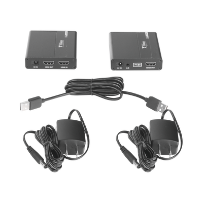 Kit extensor KVM (HDMI y USB) | 40m a 4k@30Hz  | 70m a 1080P@60Hz | Cat 6, 6a y 7 | CERO LATENCIA | HDR | Salida Loop | Salida de audio de 3.5mm |