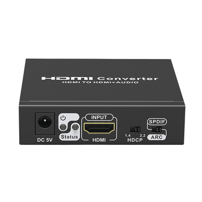 Extractor de Audio de HDMI a HDMI + Audio / Salida de Audio Digital o Análoga / SPDIF / Toslink / Auxiliar 3.5mm (Estéreo) / Salida HDMI solo video / Soporta ARC / HDR / HDCP / Separa el Audio del Contenido HDMI .