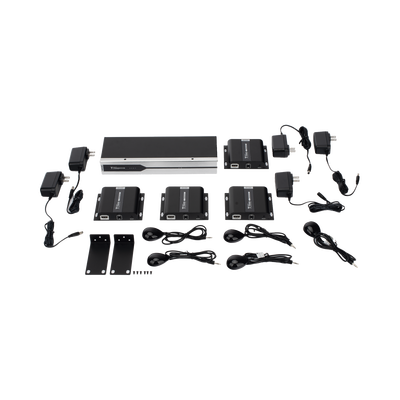 Kit Divisor y Extensor HDMI (Extender Splitter) | Divide 1 Fuente HDMI a 4 Pantallas | Extiende la señal HDMI hasta 120 m | Resolución 4Kx2K @ 60 Hz | Cat 6/6a | Uso 24/7 | Longitud del cable autoajustable