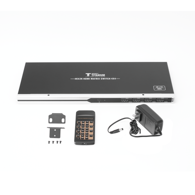 MATRICIAL 4 x 4 / 4 Entradas y 4 Salidas en HDMI /  4K × 2K @ 60Hz / 18Gbps / HDMI 2.0 / HDCP 2.2 / 3D / Conmutación por Botón, RS232 o Control Remoto / IDEAL PARA CENTROS DE MONITOREO, COMPARACION Y ANALISIS.