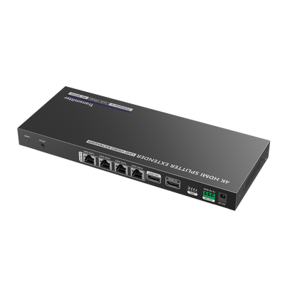 Kit Divisor y Extensor HDMI / Divide 1 Fuente HDMI a 4 Pantallas / Extiende la señal HDMI hasta 70 m / Resolución 4K @ 60 Hz/ Cat 6/6a/7 / IPCOLOR / CERO LATENCIA / Uso 24/7 / Puerto S/PDIF / EDID / RS232 / Salida Loop / Alimente solo el Tx