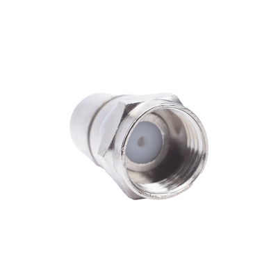 Conector F Macho, Plegable con PIN para Cable RG-6, Cuerpo de Bronce Niquelado.