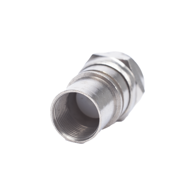 Conector F Macho, Plegable con PIN para Cable RG-6, Cuerpo de Bronce Niquelado.