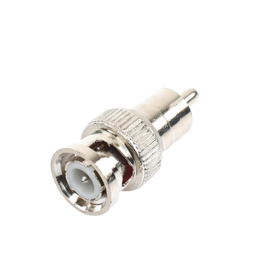 Adaptador en línea para 75 Ohm, de conector BNC macho a RCA macho en aplicaciones de Audio-Video para cámaras, monitores y DVR´s.