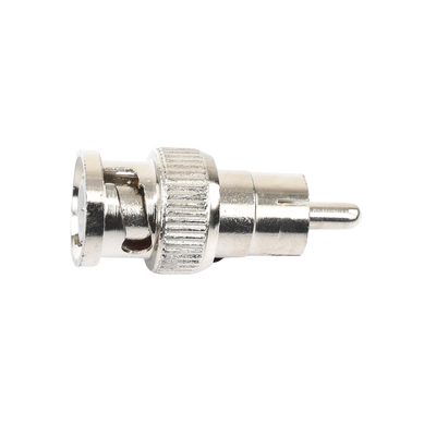 Adaptador en línea para 75 Ohm, de conector BNC macho a RCA macho en aplicaciones de Audio-Video para cámaras, monitores y DVR´s.