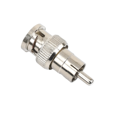 Adaptador en línea para 75 Ohm, de conector BNC macho a RCA macho en aplicaciones de Audio-Video para cámaras, monitores y DVR´s.