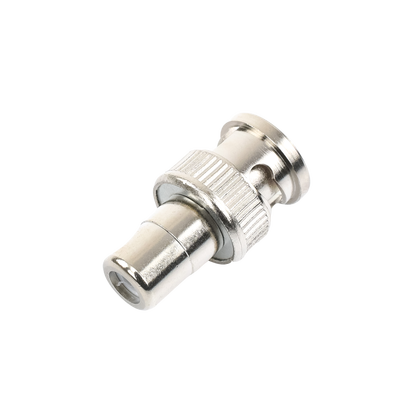 Adaptador en línea para 75 Ohm, de conector BNC macho a RCA hembra en aplicaciones de Audio-Video para cámaras, monitores y DVR´s.