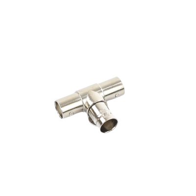 Adaptador en T para 75 Ohm de triple conectores BNC Hembras, Níquel/ Oro/ Teflón.