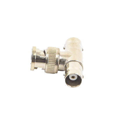 Adaptador en T para 75 Ohm de Conector BNC Macho a Doble BNC Hembra, Níquel/ Oro/ Teflón.