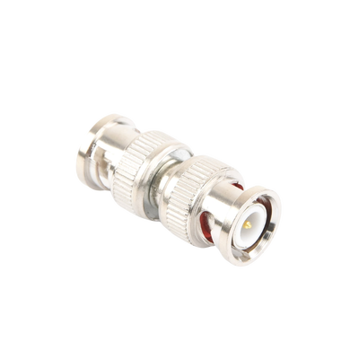 Adaptador tipo barril para 75 Ohm, de conector BNC macho a BNC macho, Níquel/ Oro/ Teflón.