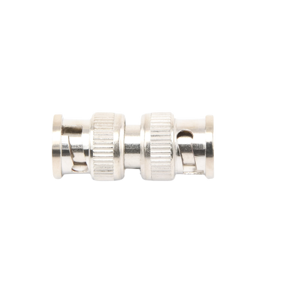 Adaptador tipo barril para 75 Ohm, de conector BNC macho a BNC macho, Níquel/ Oro/ Teflón.