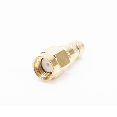Conector SMA Macho Inverso de Anillo Plegable para Cables RG-8/X, LMR-240, 9258, Oro/ Oro/ Teflón.