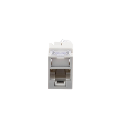 Jack UltraMAX Cat5e, UTP, Montaje híbrido en Placa de Pared (Plano y Angulado), Color Gris, Punch Down