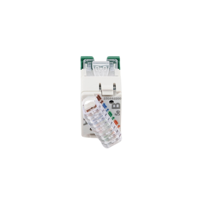 Jack UltraMAX Cat5e, UTP, Montaje híbrido en Placa de Pared (Plano y Angulado), Color Verde, Punch Down