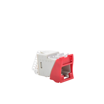Jack UltraMAX Cat6A, UTP, Montaje híbrido en Placa de Pared (Plano y Angulado), Color Rojo, Punch Down