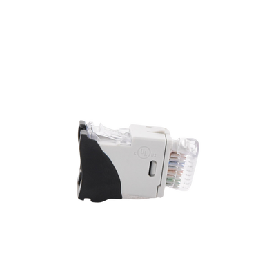 Jack UltraMAX Cat6, UTP, Montaje híbrido en Placa de Pared (Plano y Angulado), Color Negro, Punch Down