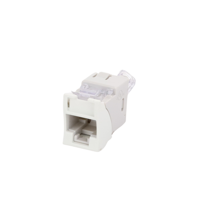 Jack UltraMAX Cat6, UTP, Montaje híbrido en Placa de Pared (Plano y Angulado), Color Blanco, Punch Down