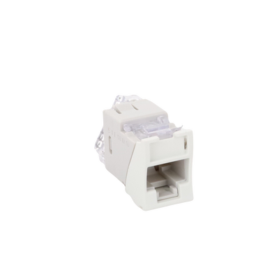 Jack UltraMAX Cat6, UTP, Montaje híbrido en Placa de Pared (Plano y Angulado), Color Blanco, Punch Down